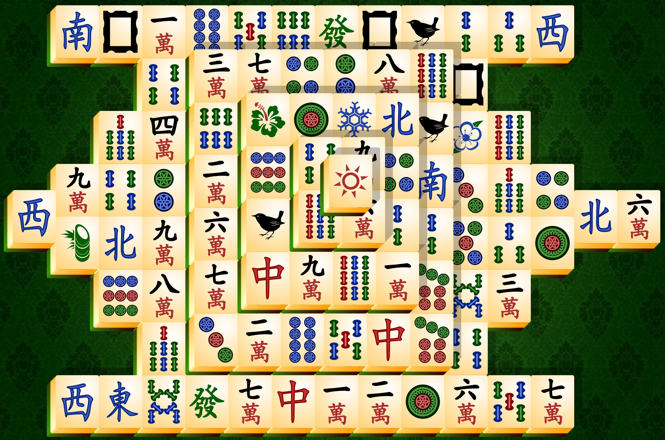 Mahjong Solitér, želví rozvržení